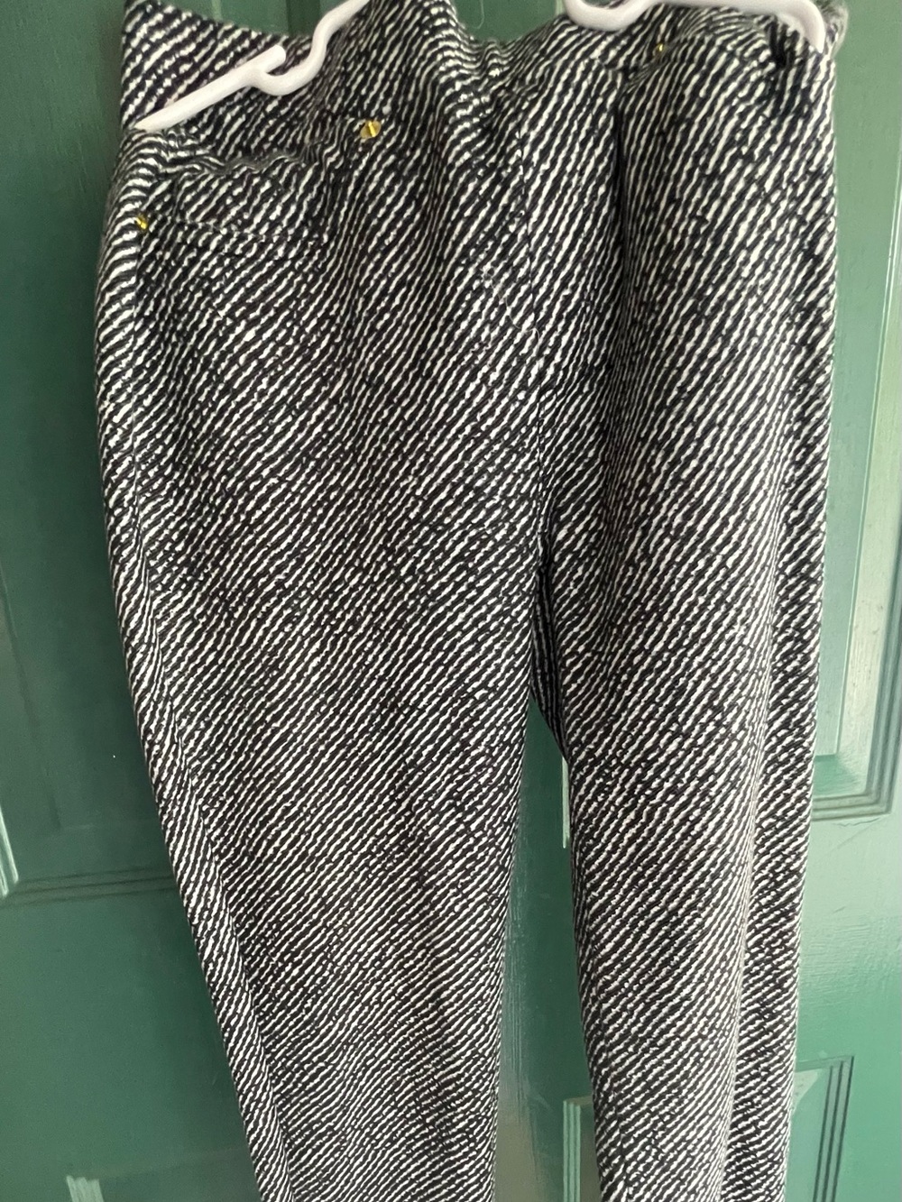 Michael Kors Black and White Textured Diagonal Stripe Pants